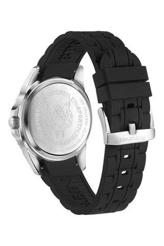 Montre à quartz en silicone - Noir et argenté