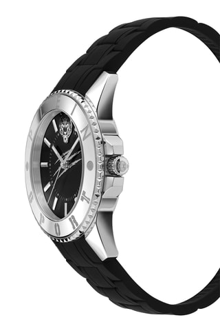 Montre à quartz en silicone - Noir et argenté