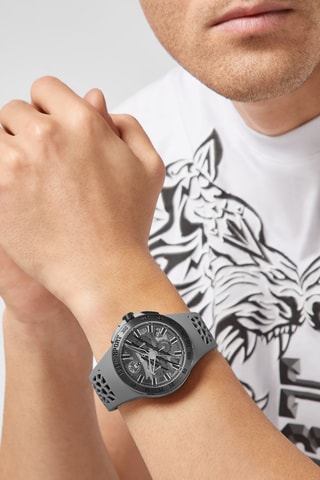 Montre à quartz en silicone - Tachymètre et chronographe - Gris