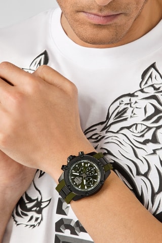 Montre à quartz en silicone - Chronographe - Vert et noir