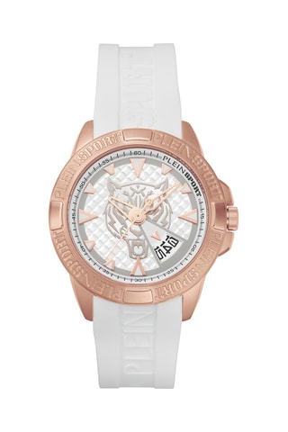 Montre à quartz en silicone et plaqué or rose - Blanc et doré