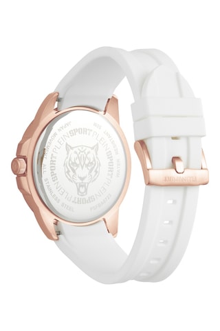 Montre à quartz en silicone et plaqué or rose - Blanc et doré