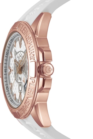 Montre à quartz en silicone et plaqué or rose - Blanc et doré