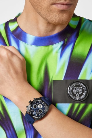 Montre à quartz en silicone - Chronographe - Bleu et noir