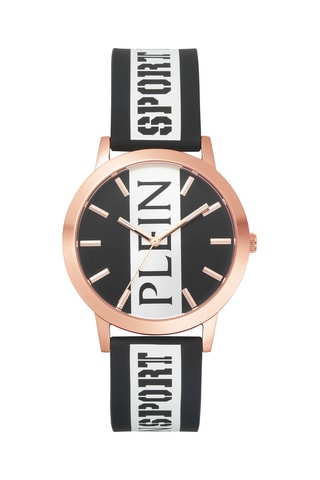 Montre à quartz en silicone et plaqué or rose - Noir et doré