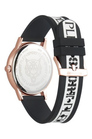 Montre à quartz en silicone et plaqué or rose - Noir et doré