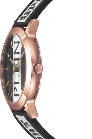 Montre à quartz en silicone et plaqué or rose - Noir et doré