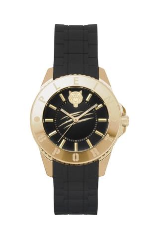 Montre à quartz en silicone - Noir et doré