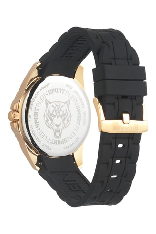 Montre à quartz en silicone - Noir et doré