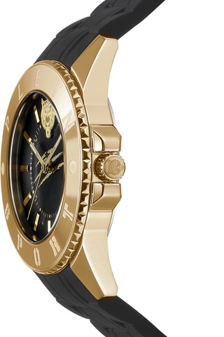 Montre à quartz en silicone - Noir et doré