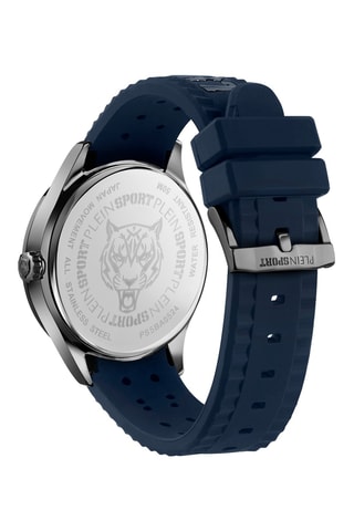 Montre à quartz en silicone - Bleu et argenté