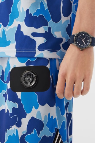 Montre à quartz en silicone - Bleu et argenté