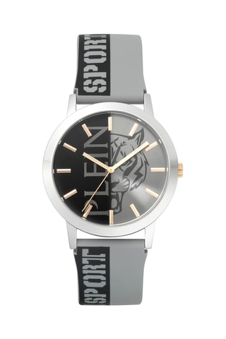 Montre à quartz en silicone - Gris et argenté