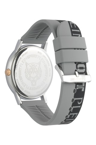 Montre à quartz en silicone - Gris et argenté