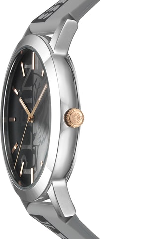 Montre à quartz en silicone - Gris et argenté