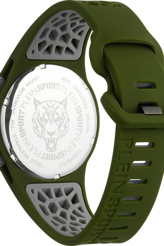 Montre à quartz en acier - Chronographe - Vert et gris