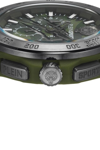 Montre à quartz en acier - Chronographe - Vert et gris