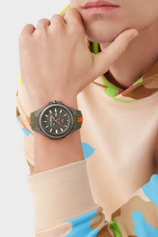 Montre à quartz en acier - Vert et gris