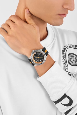 Montre en silicone - Noir et argenté