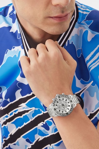 Montre à quartz en acier - Chronographe - Argenté