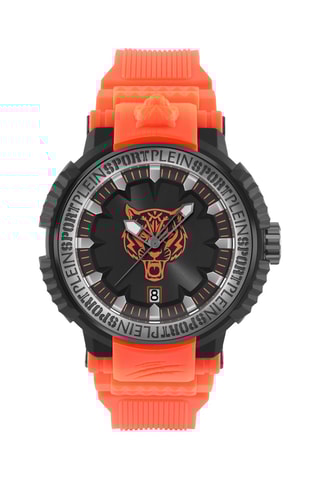 Montre à quartz en polyuréthane - Orange et noir