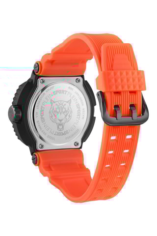 Montre à quartz en polyuréthane - Orange et noir