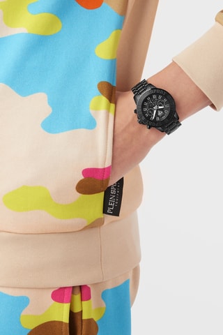 Montre à quartz en acier - Chronographe - Noir