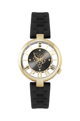 Montre à quartz en acier - Noir et doré