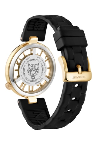 Montre à quartz en acier - Noir et doré