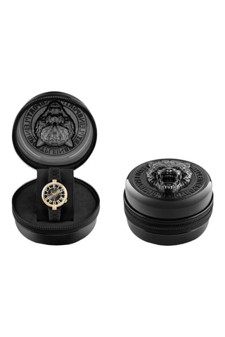 Montre à quartz en acier - Noir et doré