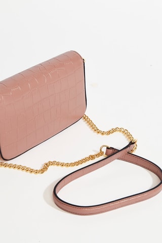 Sac bandoulière en cuir Lettrines Mini - Nude