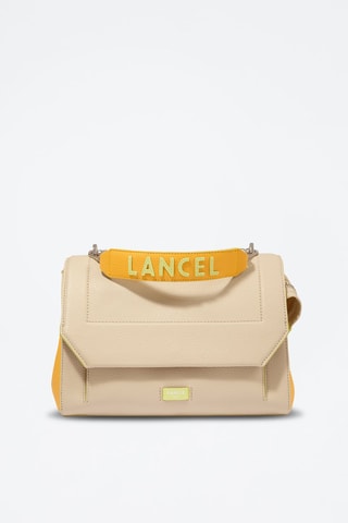 Sac bandoulière en cuir Ninon L - Beige et jaune