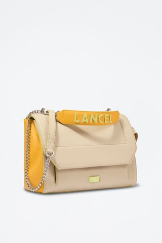 Sac bandoulière en cuir Ninon L - Beige et jaune