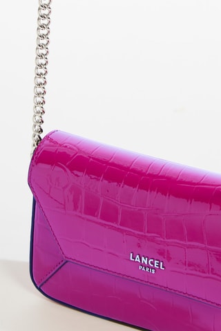 Sac bandoulière en cuir verni Lettrines Mini - Fuchsia