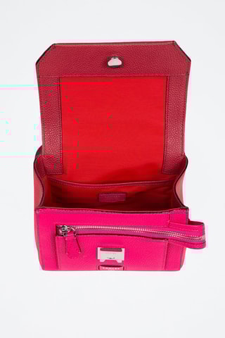Sac bandoulière en cuir Ninon S - Rouge et fuchsia