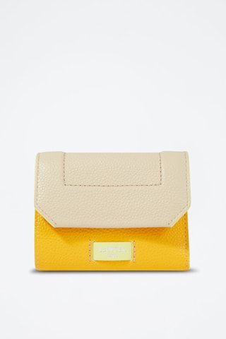 Portefeuille en cuir Ninon M - Jaune et beige