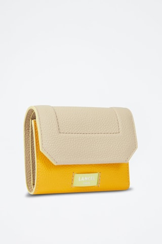 Portefeuille en cuir Ninon M - Jaune et beige