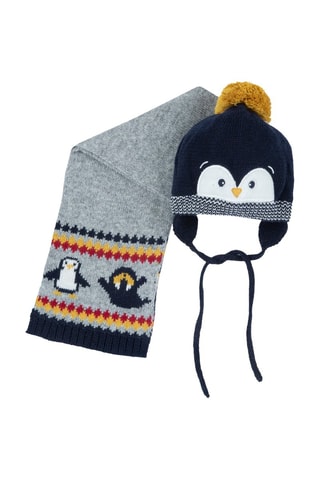 Bonnet et écharpe - Bleu marine