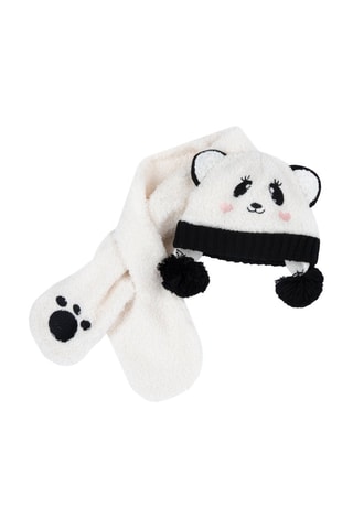 Bonnet à oreilles et écharpe - Blanc