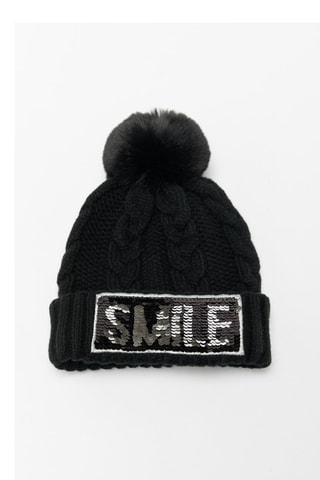 Bonnet à pompon - Noir