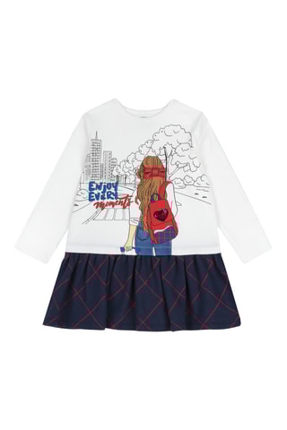 Robe trompe-l’œil Blanc et bleu marine