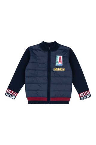 Gewatteerde Jas  2 Materialen -  Donkerblauw