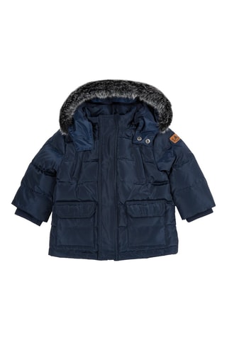 Gewatteerde Jas met Capuchon Marineblauw