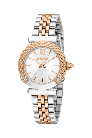 Montre à quartz en acier - Argenté et doré rose