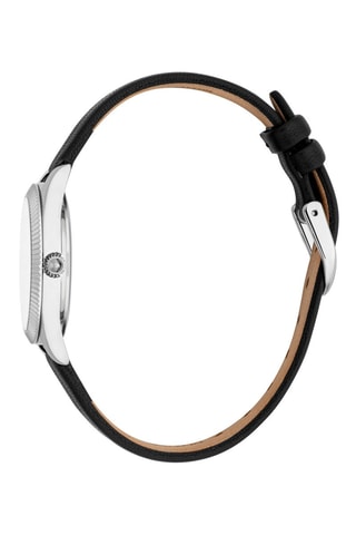 Montre à quartz en cuir - Noir et argenté