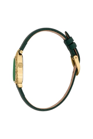 Montre à quartz en cuir et cristaux tchèques Perla - Vert foncé et doré