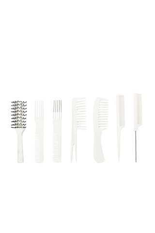 6 peignes et 1 brosse - Blanc