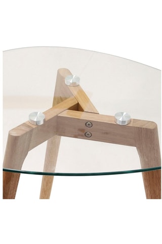 2 tables gigognes en verre et bois - 50 x 38 x 40 cm et 60 x 45 x 43 cm