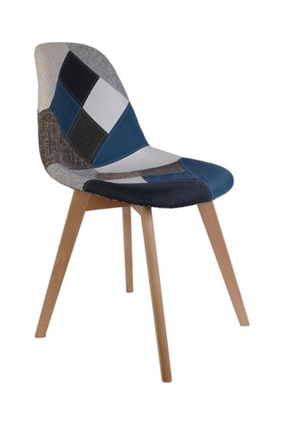 2 chaises Patchwork - Bleu et naturel