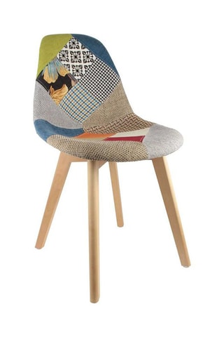 2 chaises Scandinave Patchwork - Multicolore et naturel